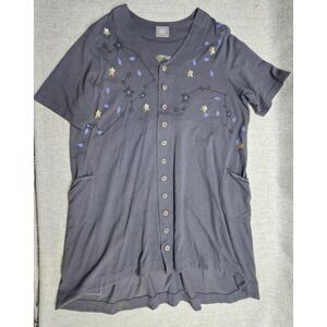Vintage Blue Fish Dress Womens Size 2 Gray Star Constellation Tunic Pockets